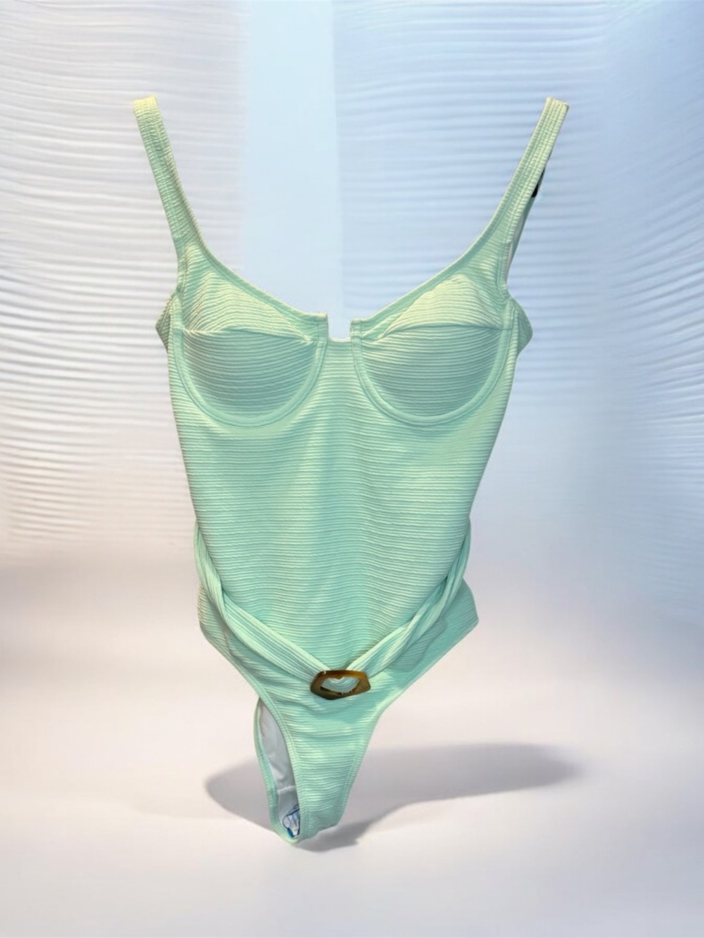 The Frolic Mint Green Textured Underwire One Piece Swimsuit US 6 NWT